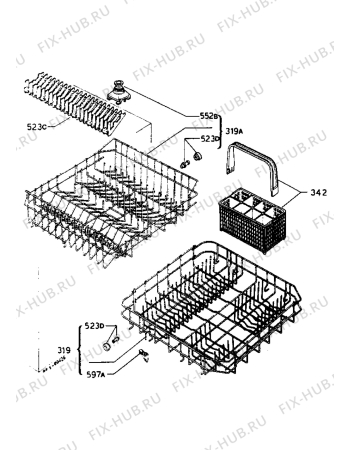 Взрыв-схема посудомоечной машины Zanussi ID436B - Схема узла Baskets, tubes 061